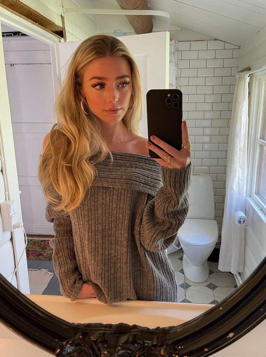 Paris off shoulder knit - Grey