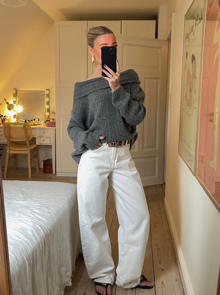 Paris off shoulder knit - Grey
