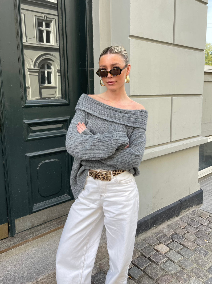 Paris off shoulder knit - Grey