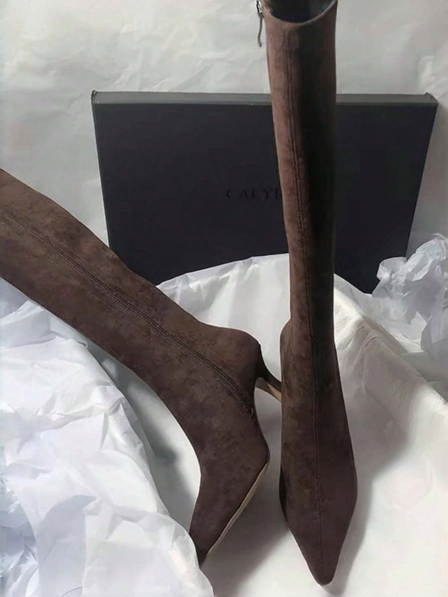 Espresso Suede Stiletto Boots