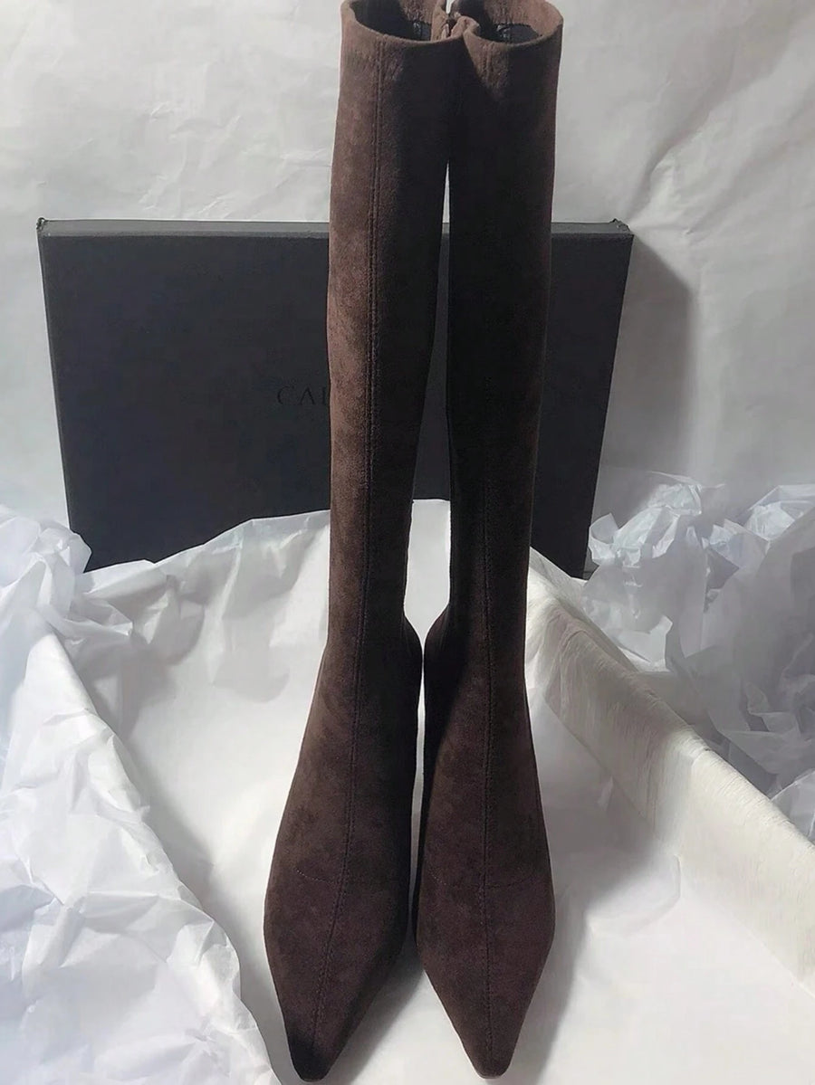 Espresso Suede Stiletto Boots