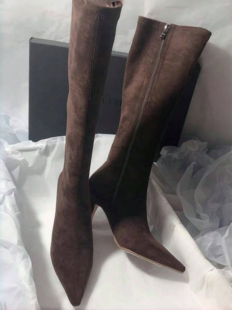 Espresso Suede Stiletto Boots