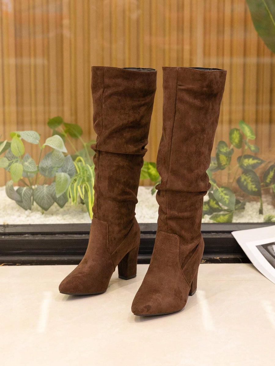 Mocha Suede Slouch Boots