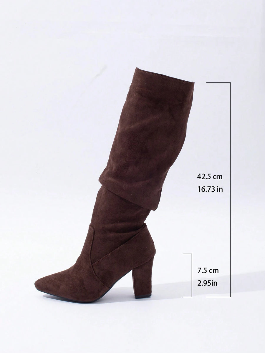 Mocha Suede Slouch Boots