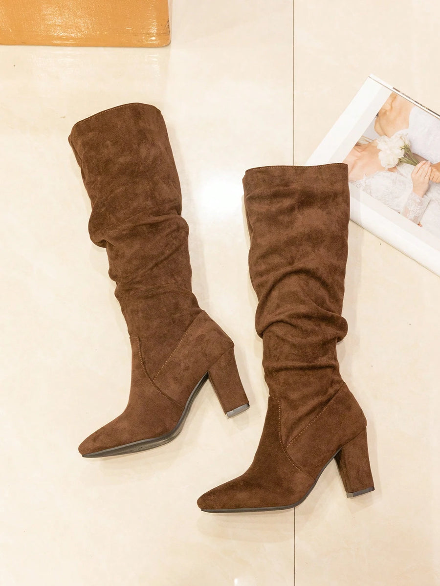 Mocha Suede Slouch Boots