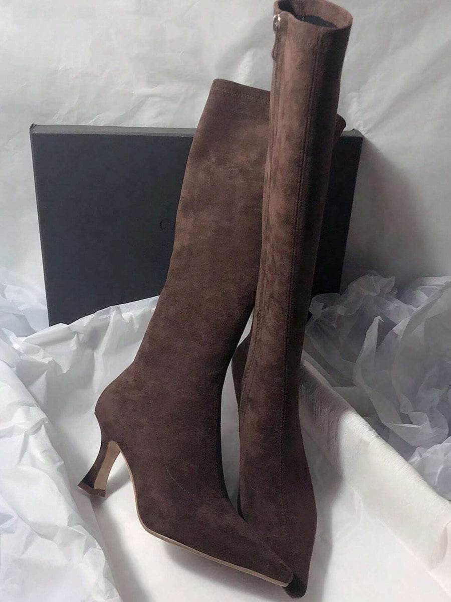 Espresso Suede Stiletto Boots