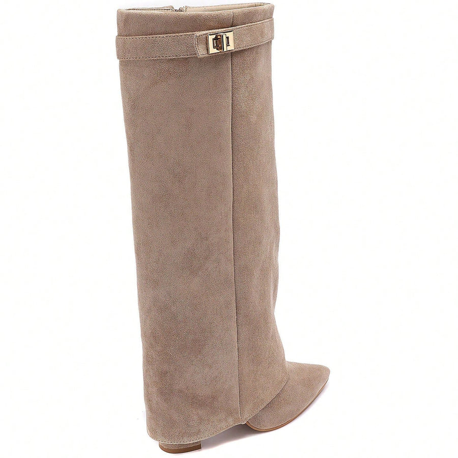 Taupe Luxe Buckle Boots