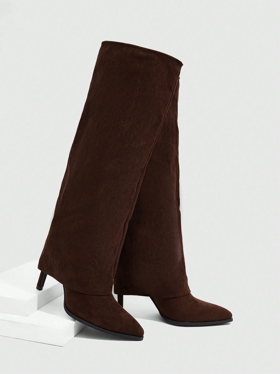 Sculpted Chocolate Stiletto Boots