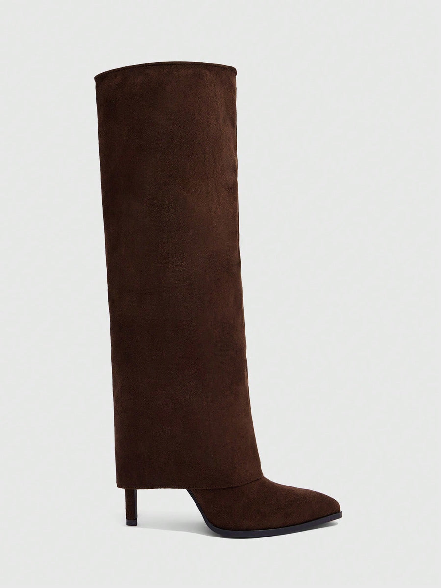 Sculpted Chocolate Stiletto Boots