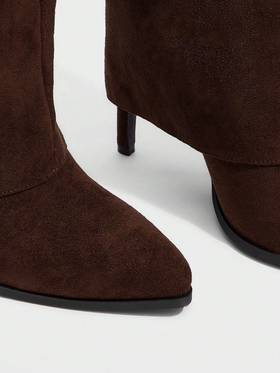 Sculpted Chocolate Stiletto Boots