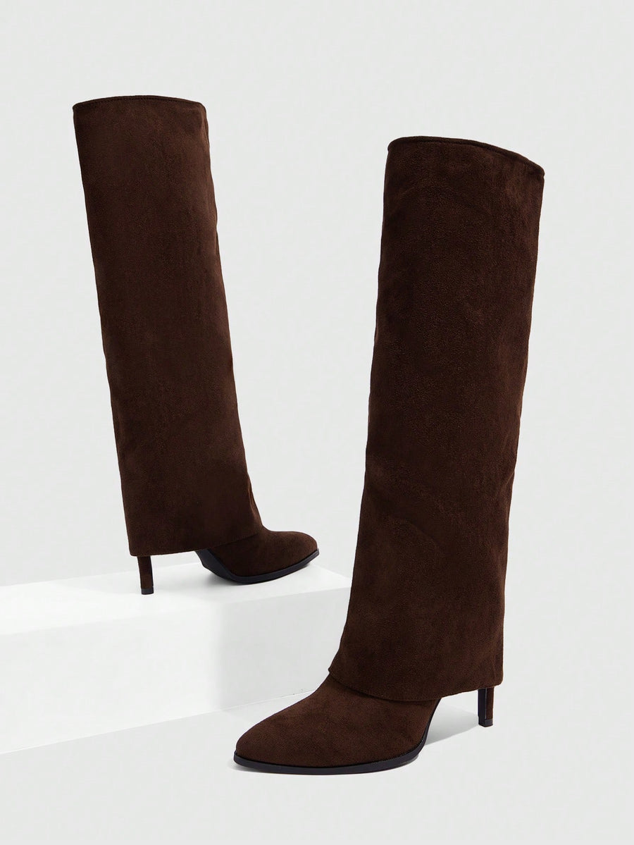 Sculpted Chocolate Stiletto Boots