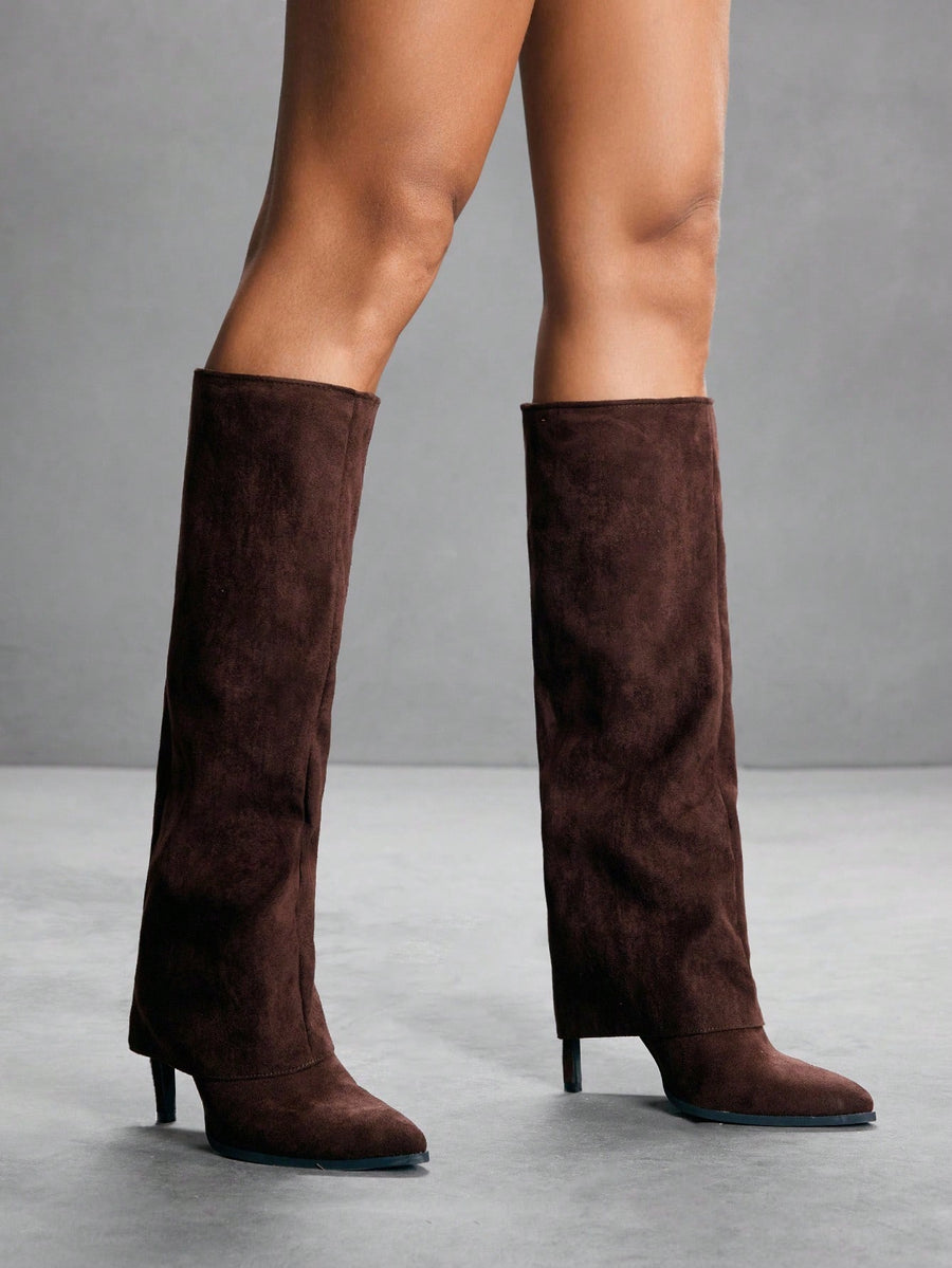 Sculpted Chocolate Stiletto Boots