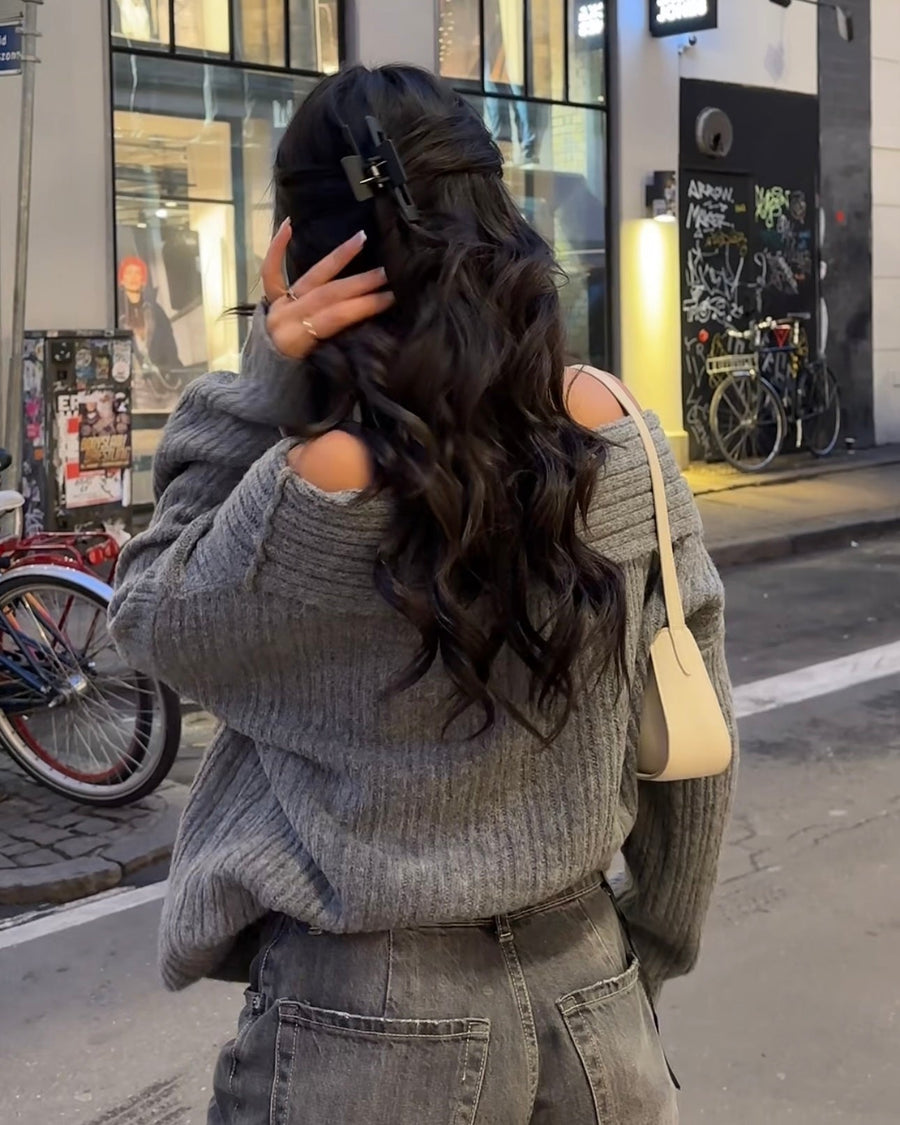 Paris off shoulder knit - Grey
