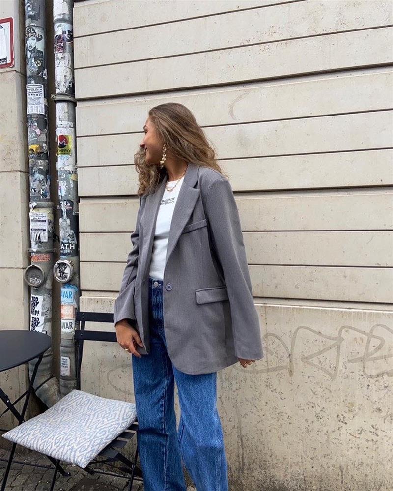 Gray Oversized Blazer