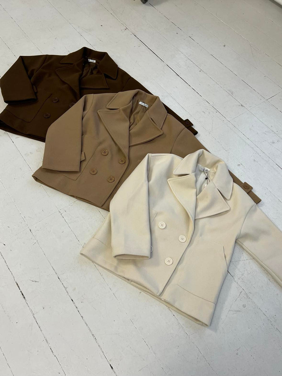 Cream Double-Breasted Peacoat