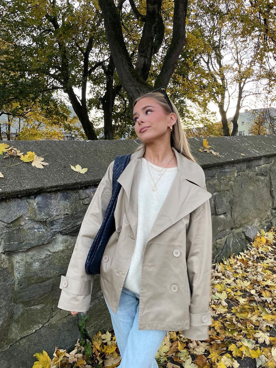 Beige Double-Breasted Coat