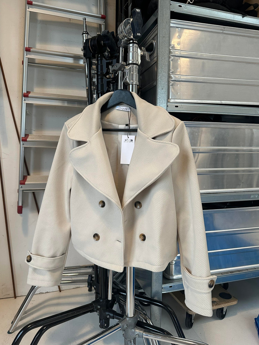Short Double-Breasted Coat - Beige