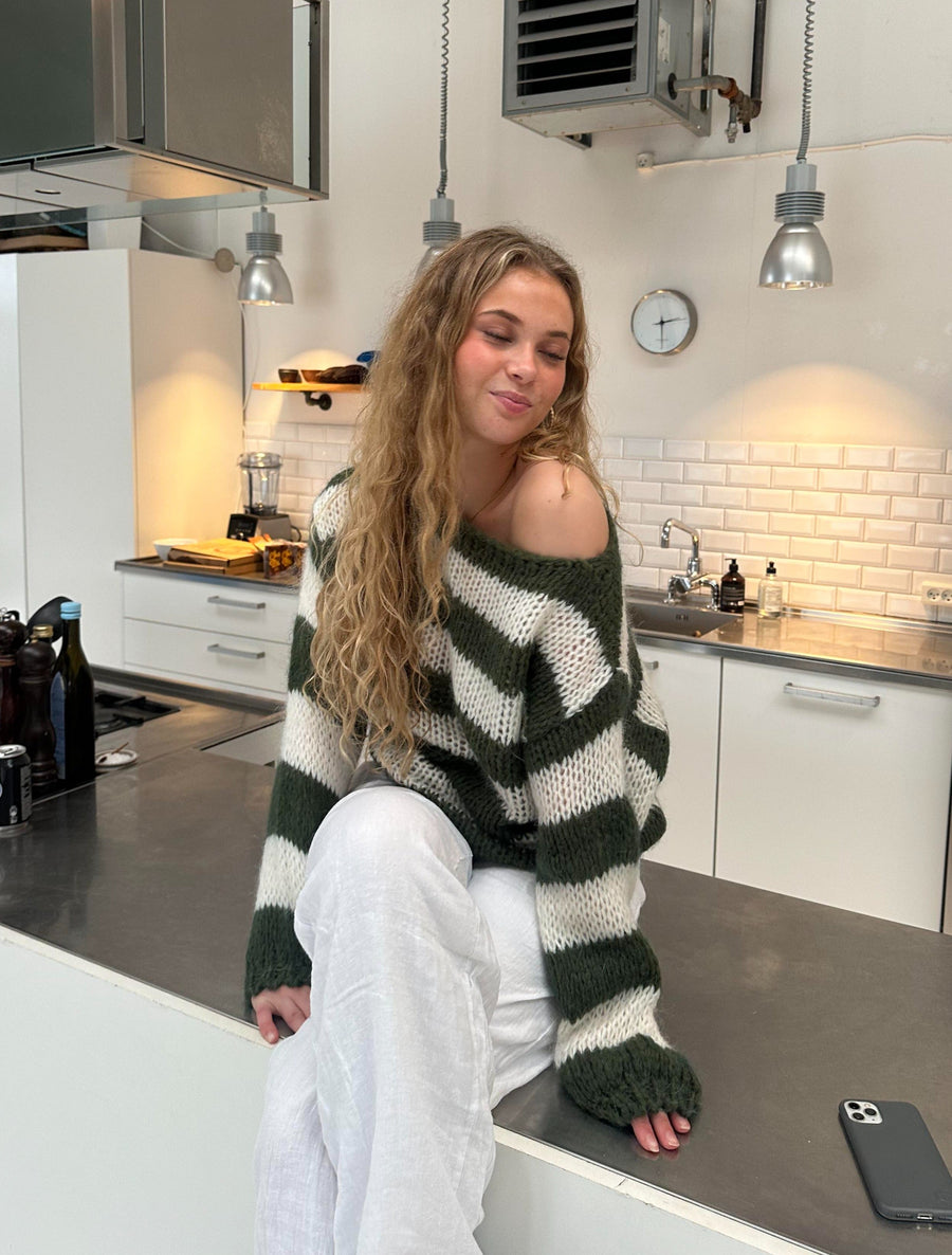 Forest Stripe Chunky Knit Sweater