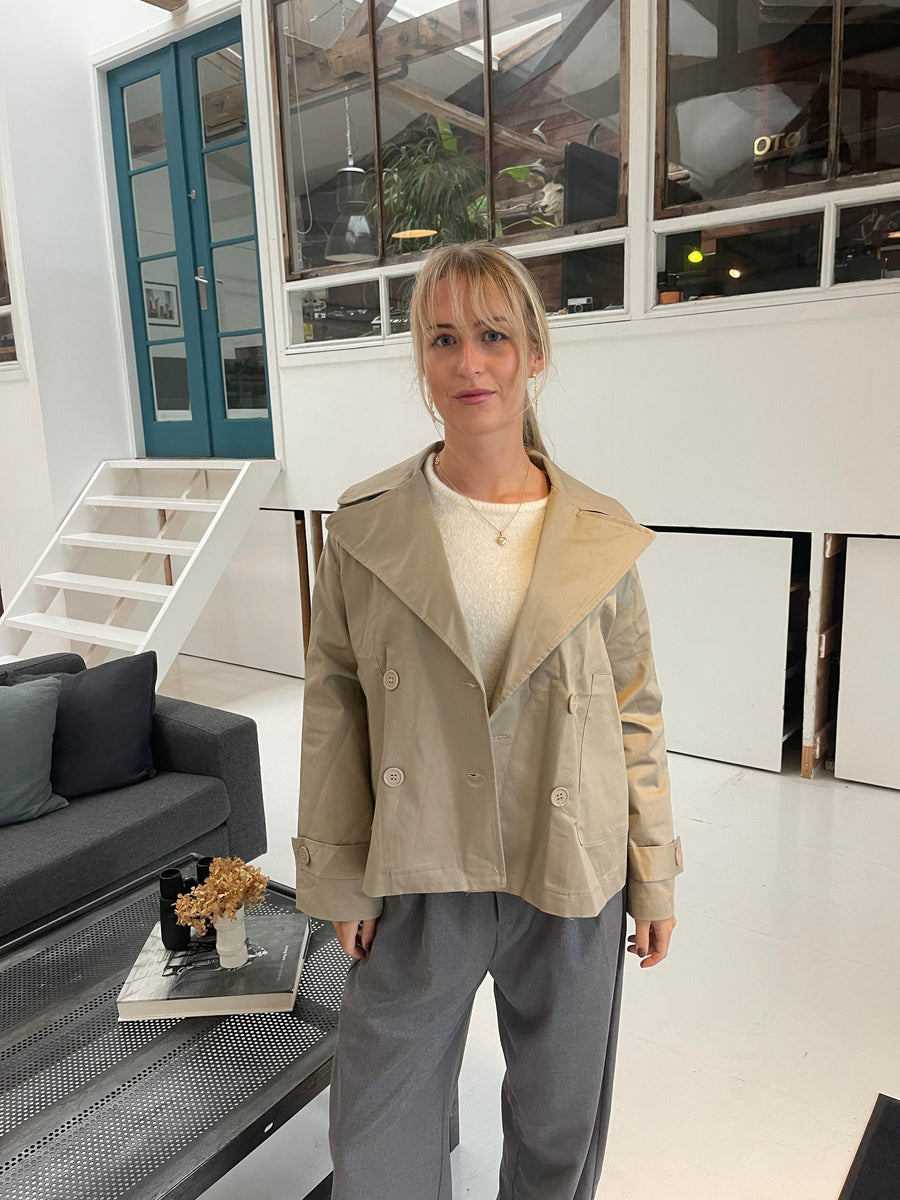 Beige Double-Breasted Coat
