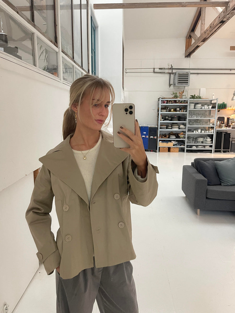 Beige Double-Breasted Coat
