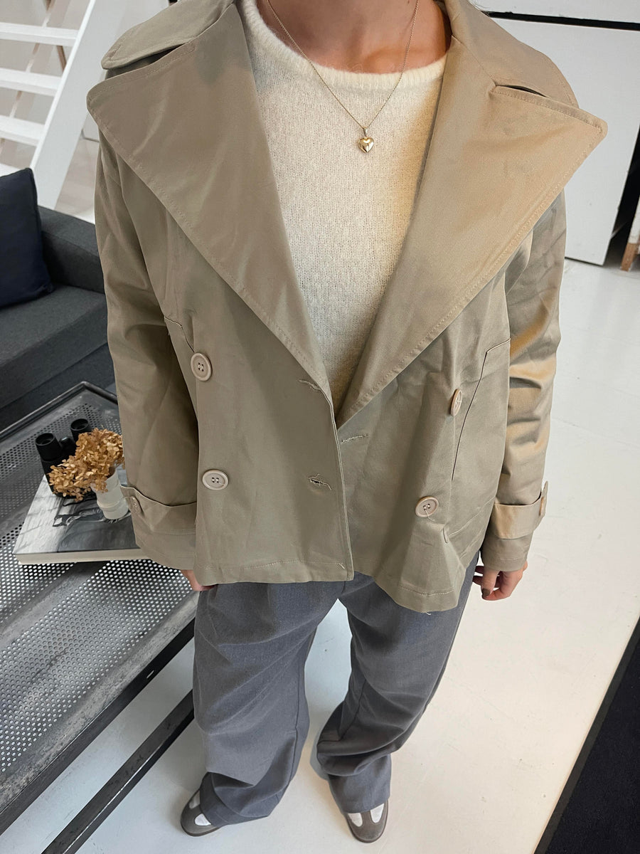 Beige Double-Breasted Coat