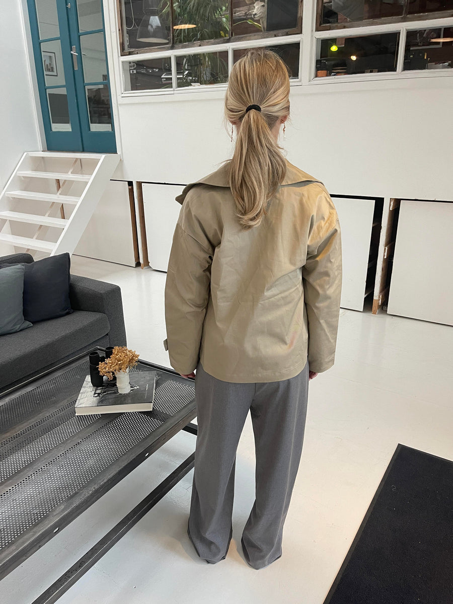 Beige Double-Breasted Coat