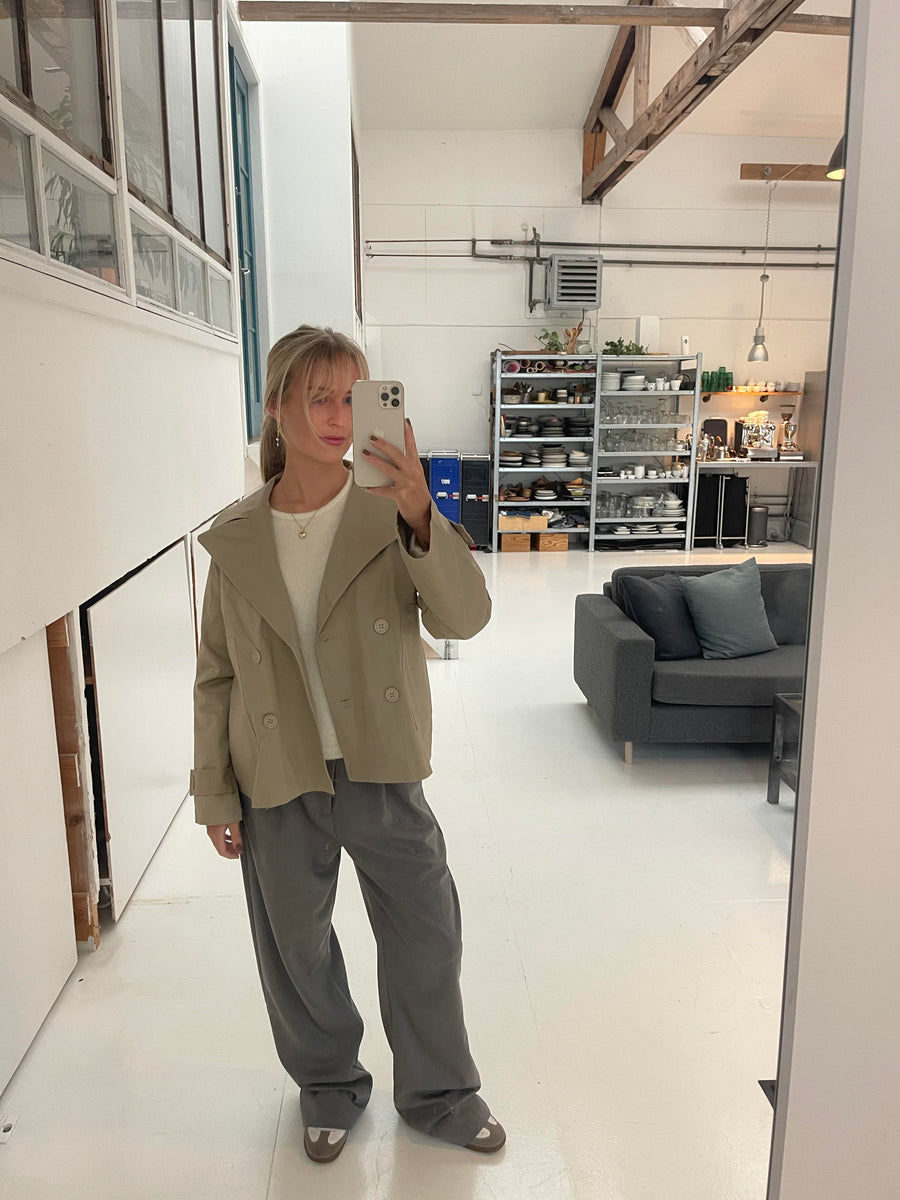 Beige Double-Breasted Coat