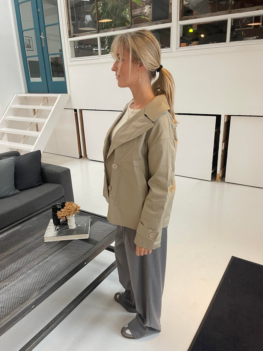 Beige Double-Breasted Coat