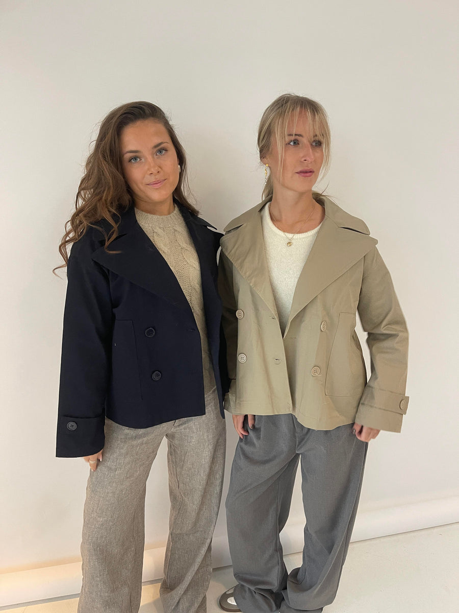 Beige Double-Breasted Coat