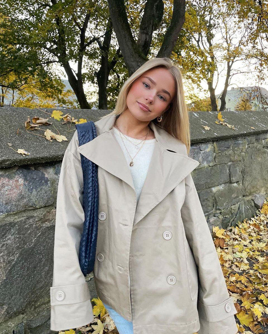 Beige Double-Breasted Coat