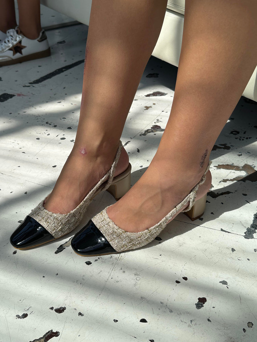 Ella ballerina shoes with heel - Beige