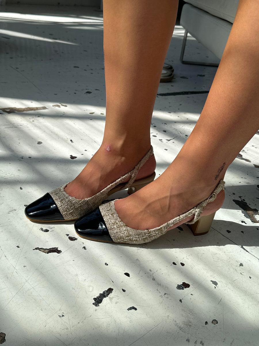 Ella ballerina shoes with heel - Beige