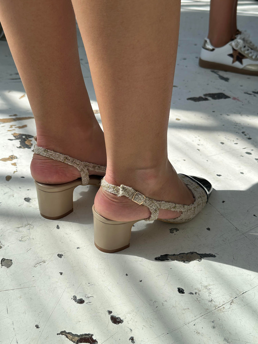 Ella ballerina shoes with heel - Beige