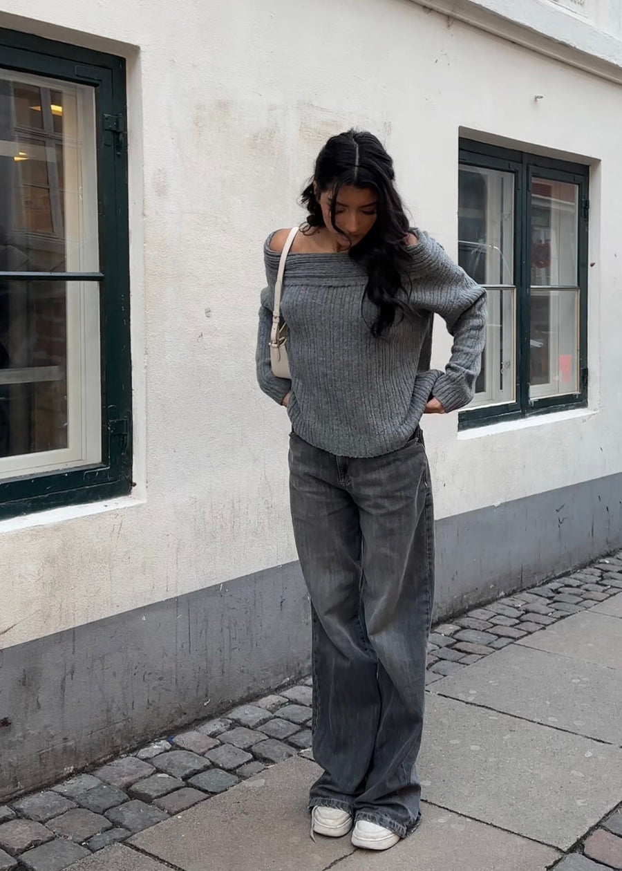 Paris off shoulder knit - Grey
