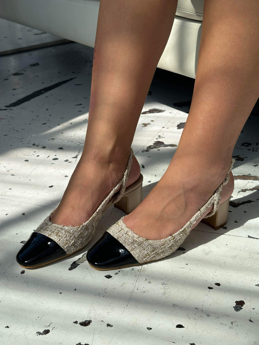 Ella ballerina shoes with heel - Beige
