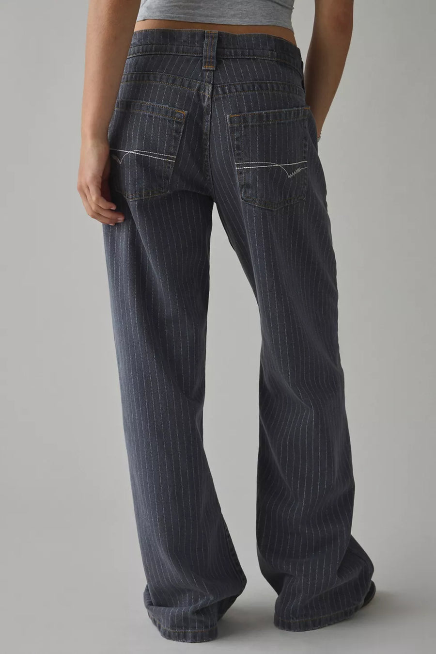 Pinstripe Wide-Leg Jeans