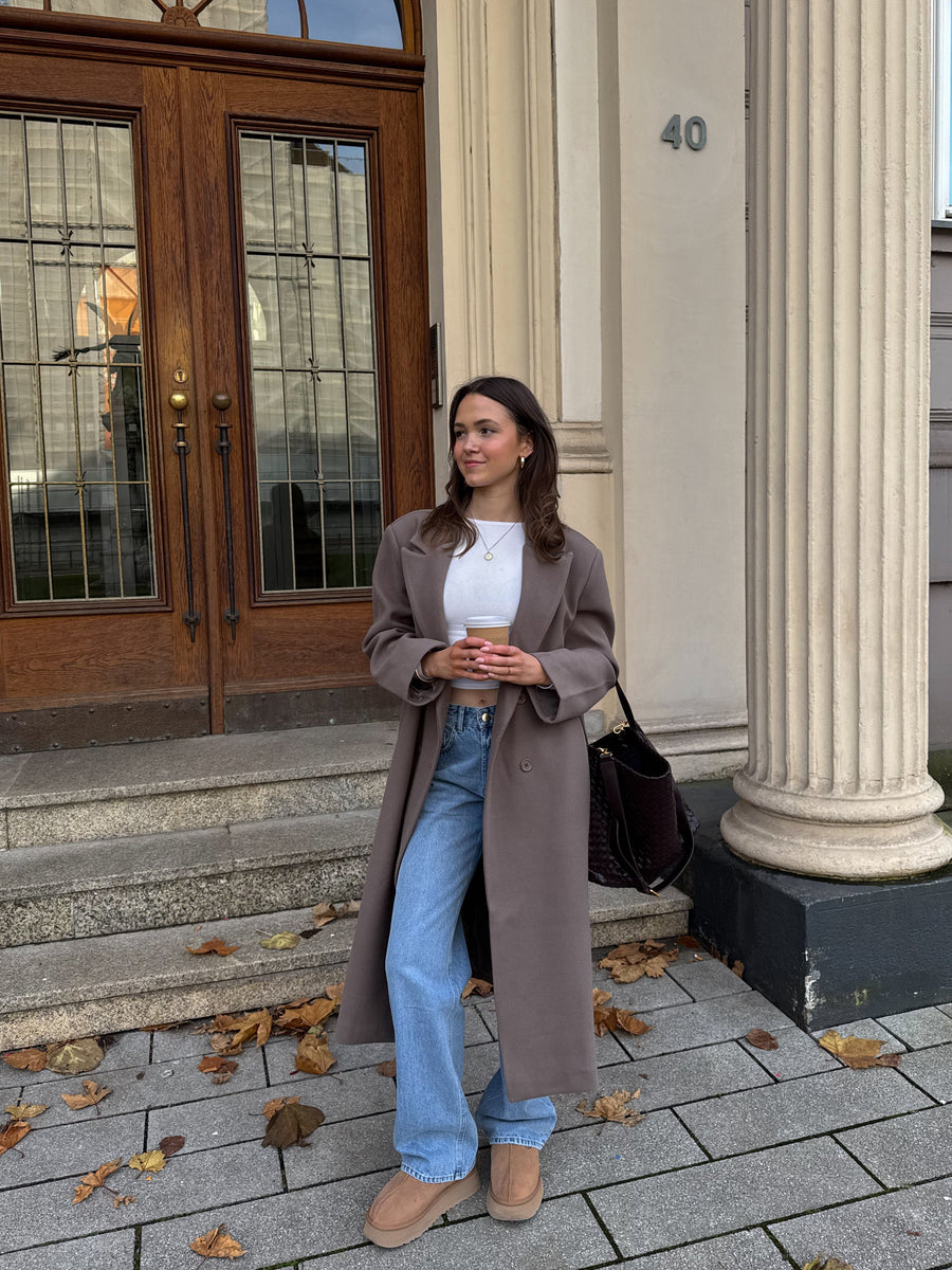 Oversized Longline Coat - Taupe