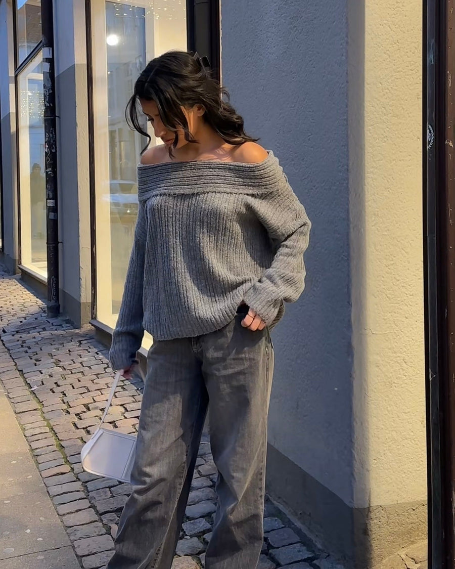 Paris off shoulder knit - Grey