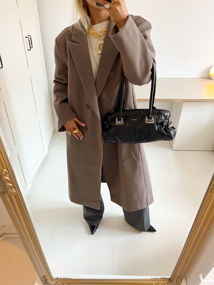 Oversized Longline Coat - Taupe