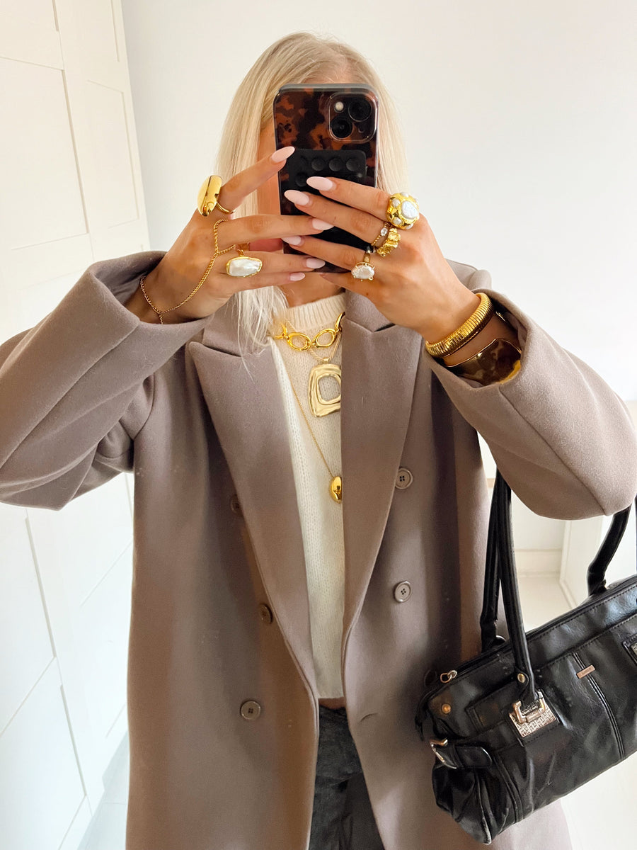 Oversized Longline Coat - Taupe