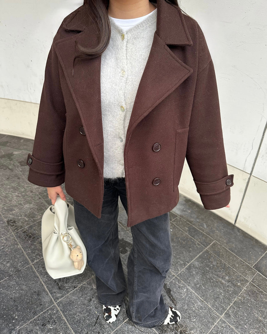 Chocolate Brown Double-Breasted Coat
