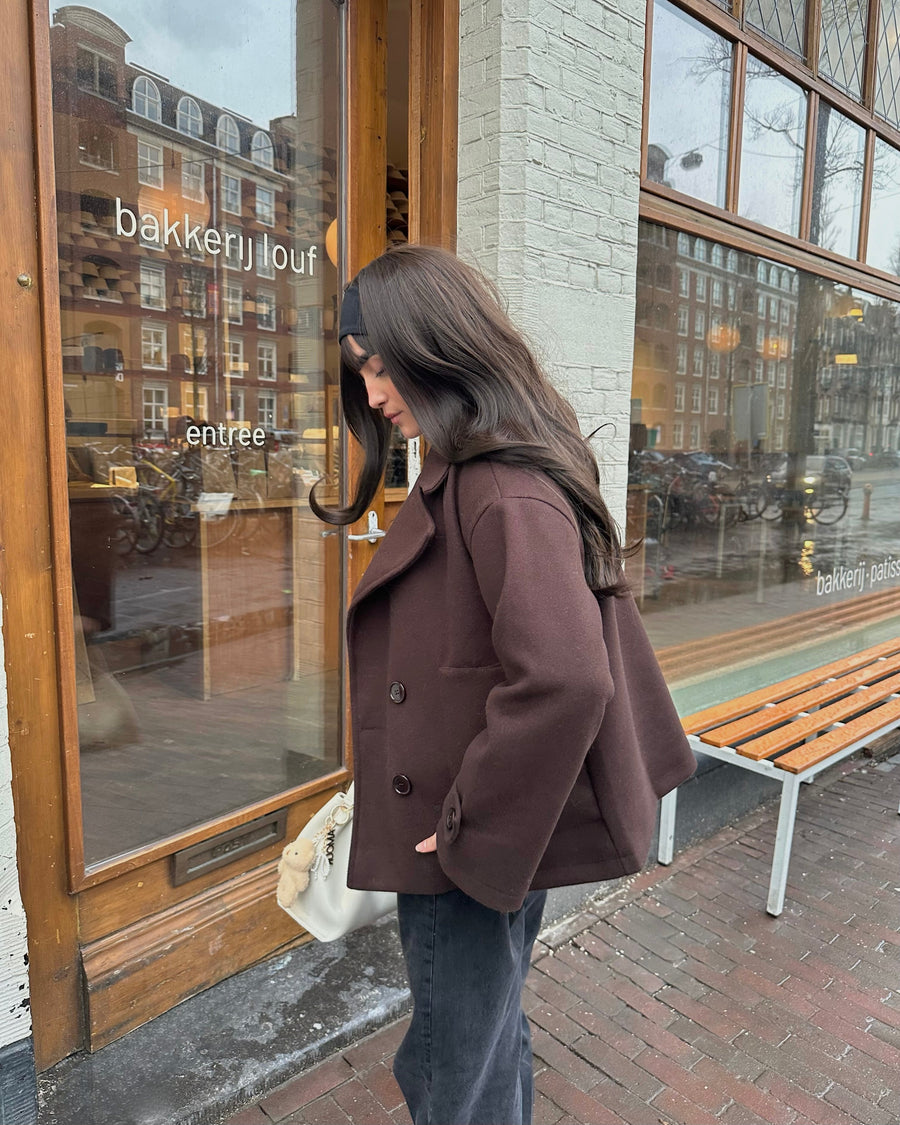 Chocolate Brown Double-Breasted Coat