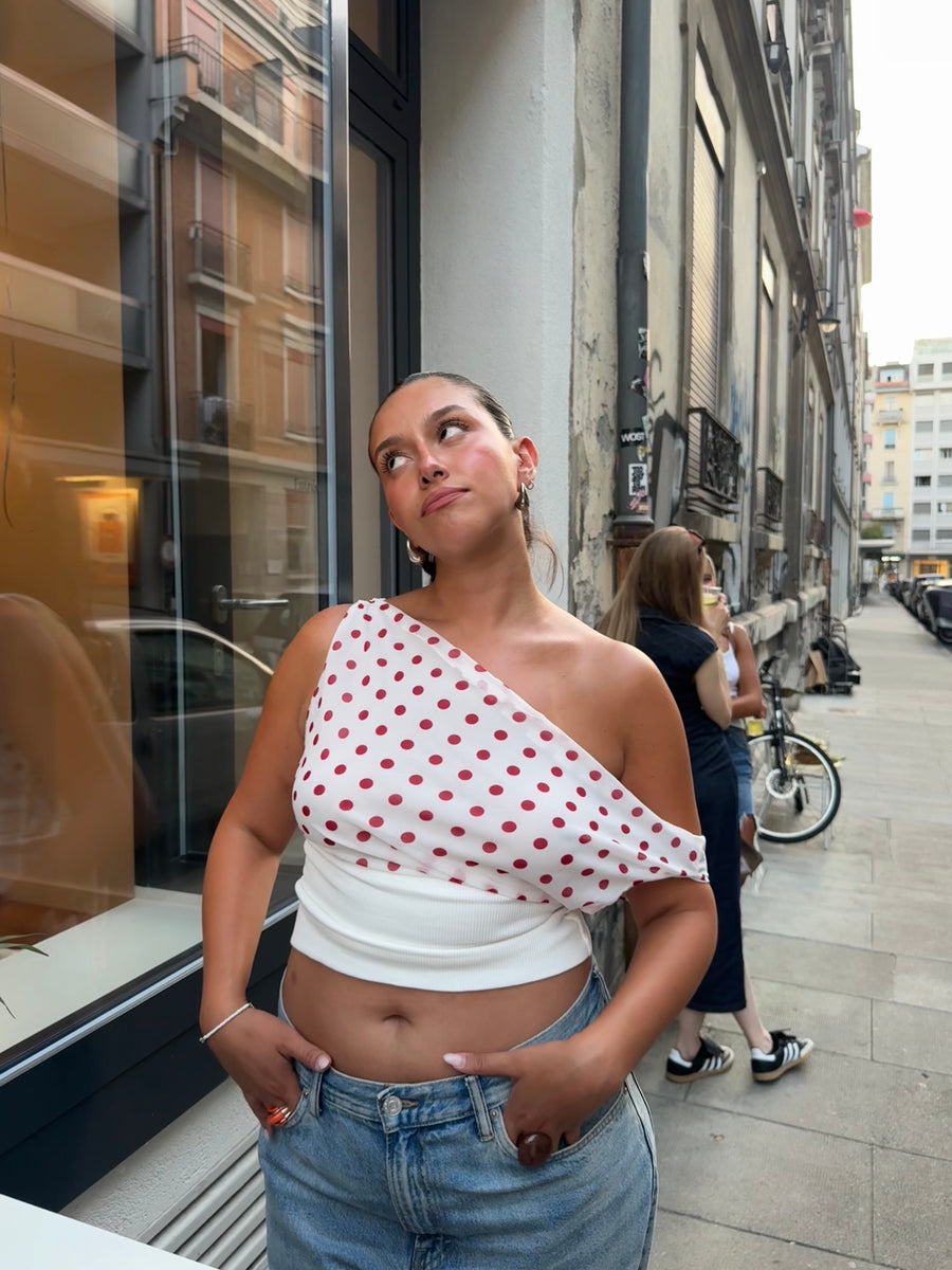 Milano Dots Top - Red/White