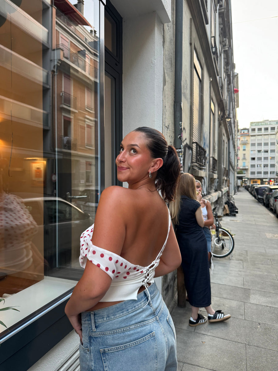 Milano Dots Top - Red/White