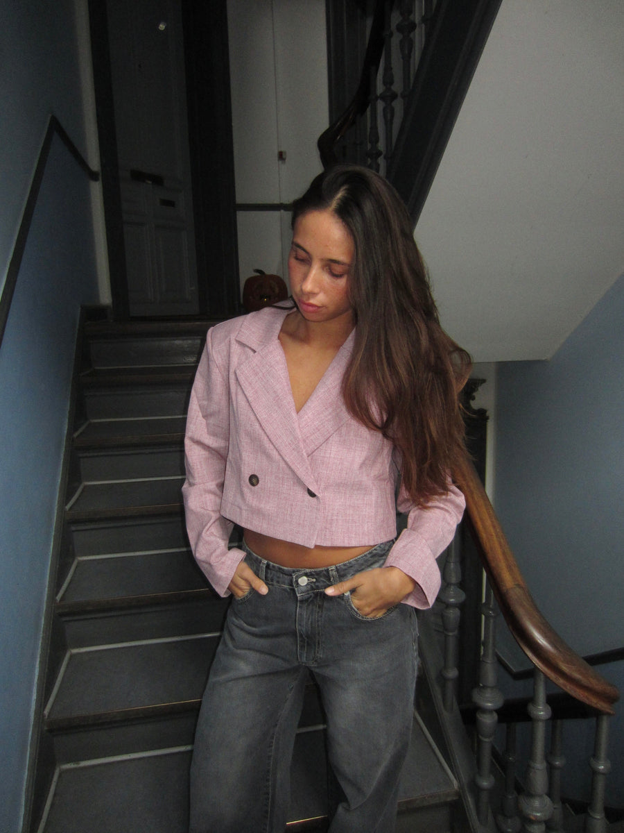 Pink Cropped Blazer