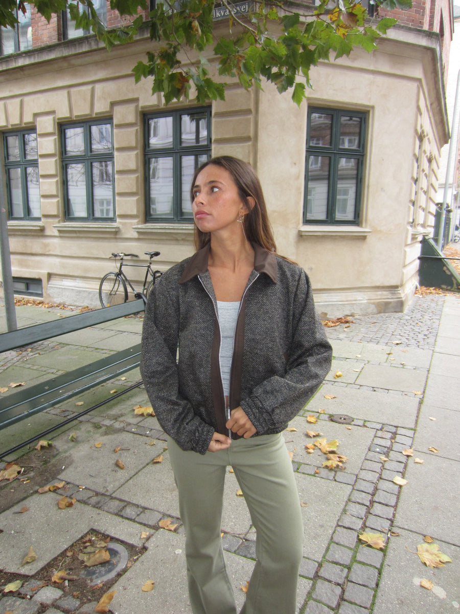 Textured Zip-Up Bomber Jacket