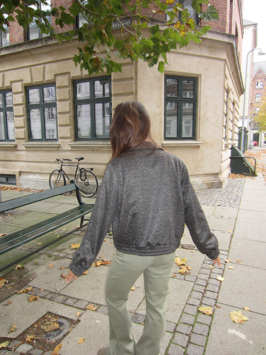 Textured Zip-Up Bomber Jacket