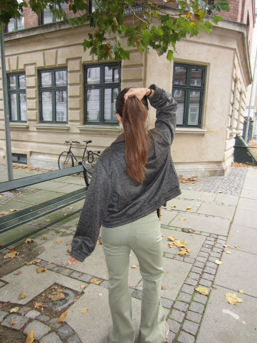 Textured Zip-Up Bomber Jacket