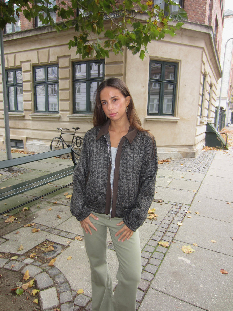 Textured Zip-Up Bomber Jacket