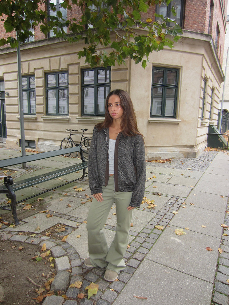 Textured Zip-Up Bomber Jacket